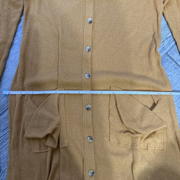 Free People FP Beach Maxi Dress Thick Ribbed V-Neck In Mustard orange Size XS - Picture 5 of 9